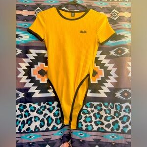 Black and yellow Babe bodysuit